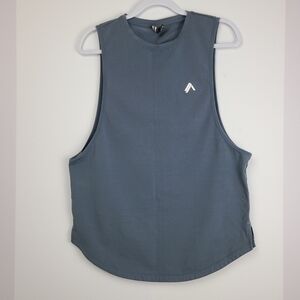 Alphalete men's gray crewneck workout gym activewear muscle shirt, M (PTP 20")